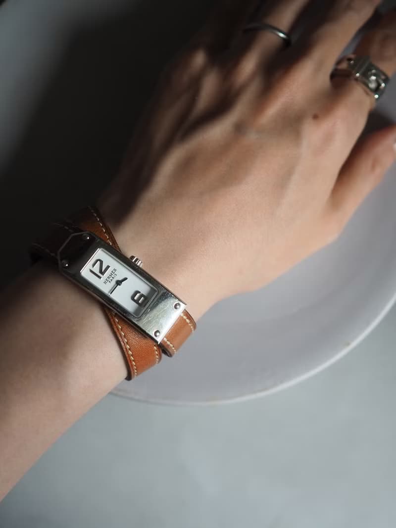 HERMÈS Kelly 2 Double Tour Watch エルメス ケリー 2 ドゥブルトゥール ウォッチ 腕時計 シルバー ブラウン ィンテージ