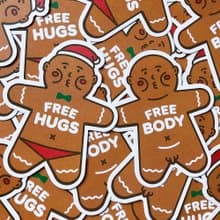 cheeky cheeky 厚面子 厚薑餅人 FREE HUGS 聖誕卡 信封 貼紙