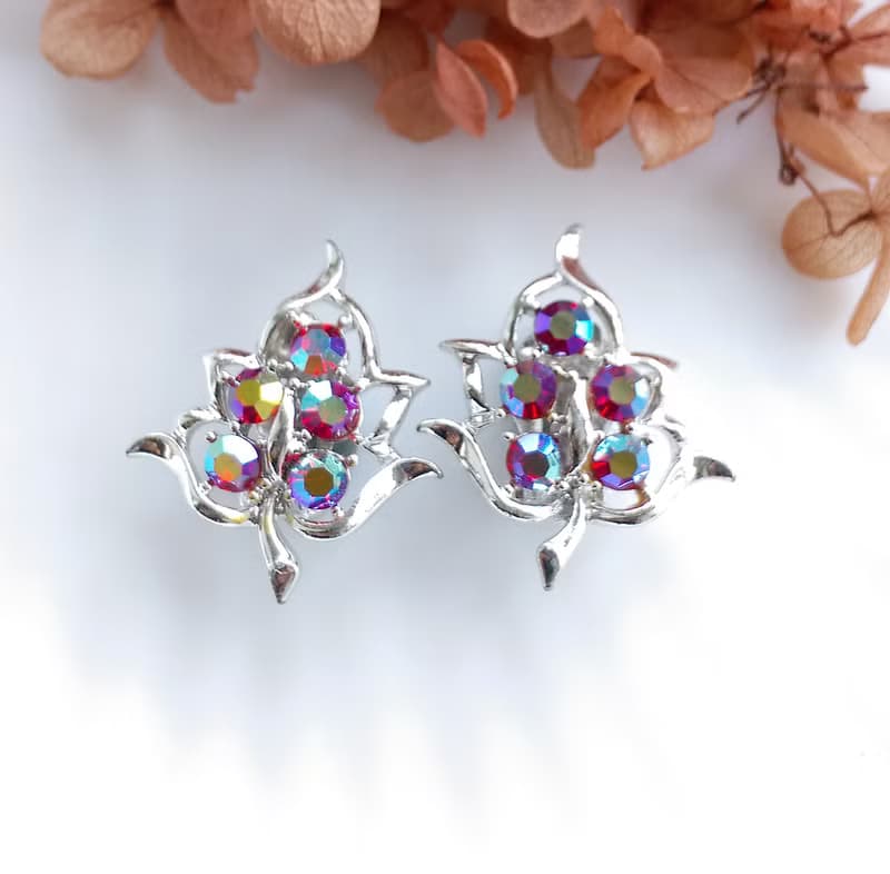 Vintage Jewelry SARAH COV DAZZLING AURORA 夾式耳環