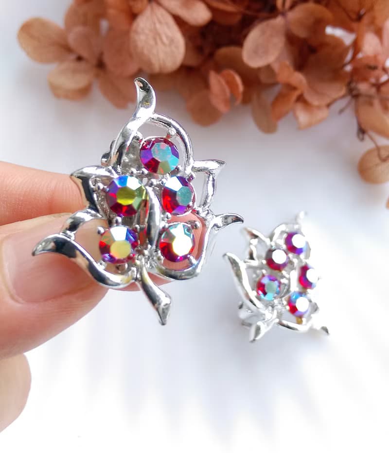 Vintage Jewelry SARAH COV DAZZLING AURORA 夾式耳環