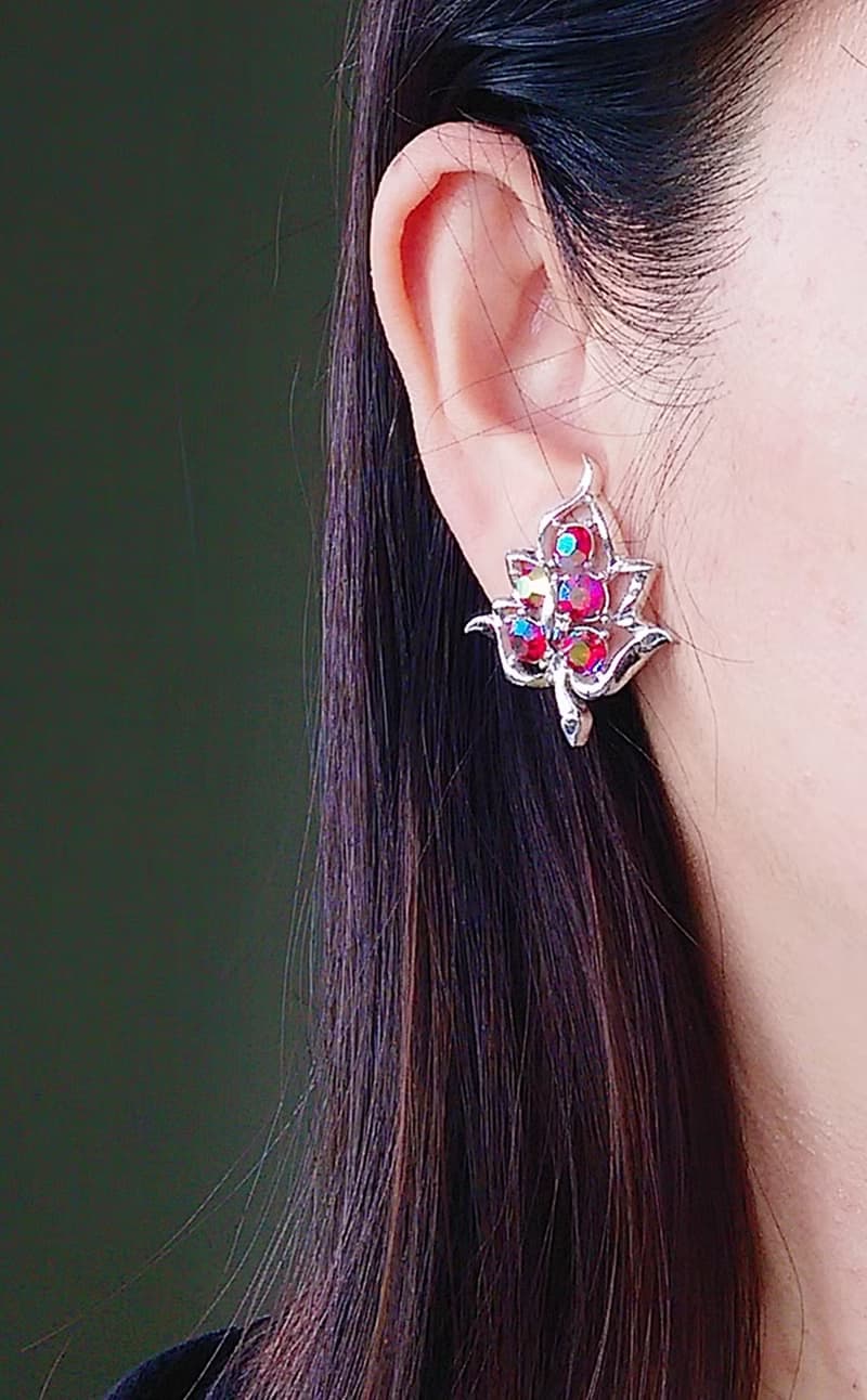 Vintage Jewelry SARAH COV DAZZLING AURORA 夾式耳環