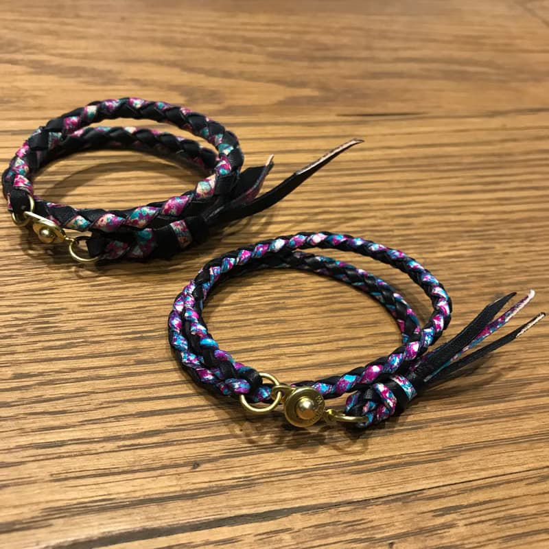 純手工編織手工宣染色皮革手鍊~