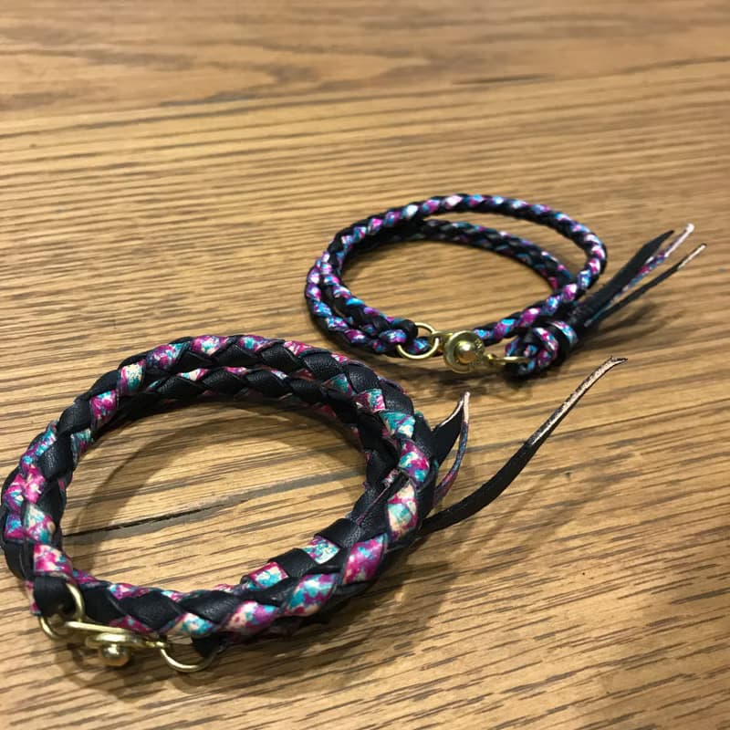 純手工編織手工宣染色皮革手鍊~