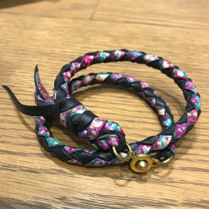 純手工編織手工宣染色皮革手鍊~