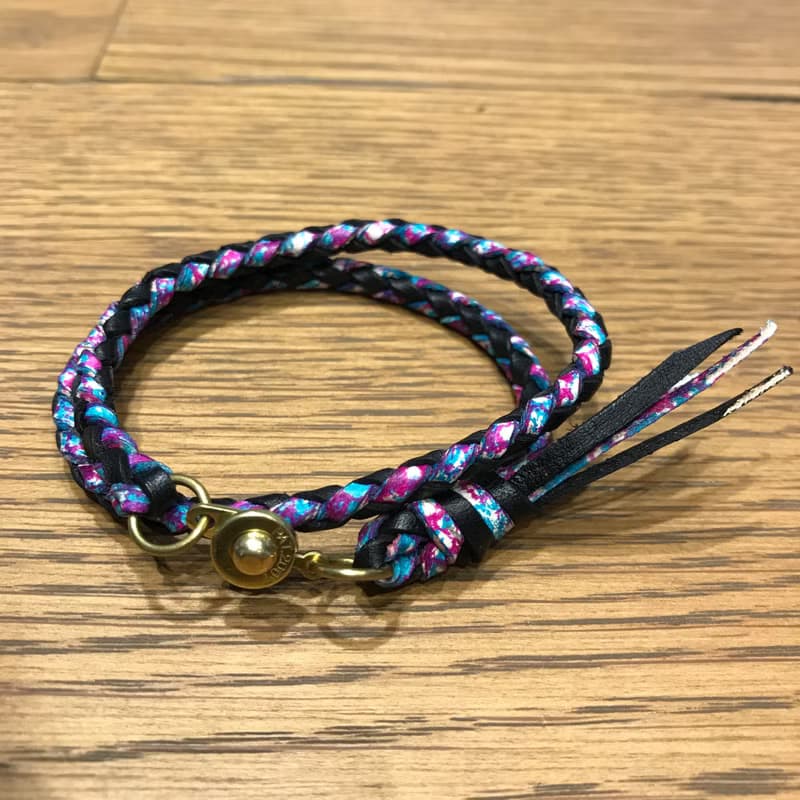 純手工編織手工宣染色皮革手鍊~