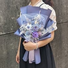 中型永生花束-幻紫 贈小燈串/永生花/乾燥花