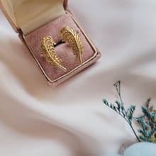 美國西洋古董飾品/ 葡萄牙製925純銀鎏金栓式耳環/復古珠寶首飾