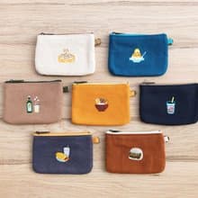 臺灣小食-帆布扁形刺繡零錢包