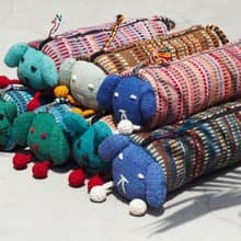 文房具 手工織布長型動物收納包/筆袋/化妝包/筆盒-貓 狗 兔子