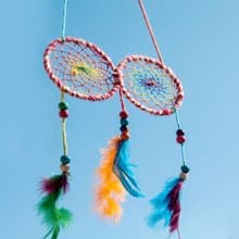 民族風掛飾 boho 手工編織棉麻捕夢網吊飾dream Cather-紅白眼睛