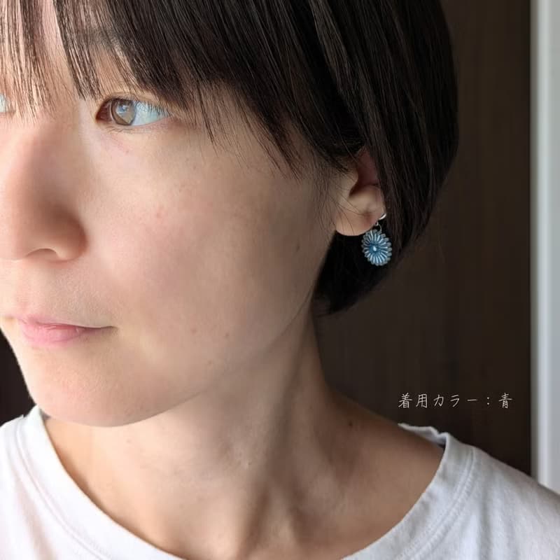 絹線製 野花耳骨夾 Wildflower Ear cuff | 綠色 | 免運費