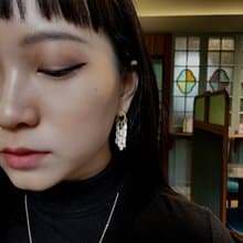 【白羽】流蘇耳飾 | 日本米珠 / 金色珠飾