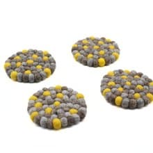 手工羊毛氈杯墊 隔熱墊 圓形隔熱墊 喬遷禮物