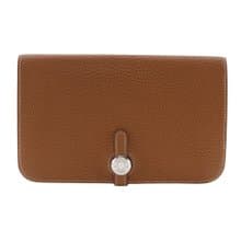 【日本直送】エルメス HERMES ドゴンGM 長財布 トリヨンクレマンス ゴールド 茶 ユニセックス【中古】