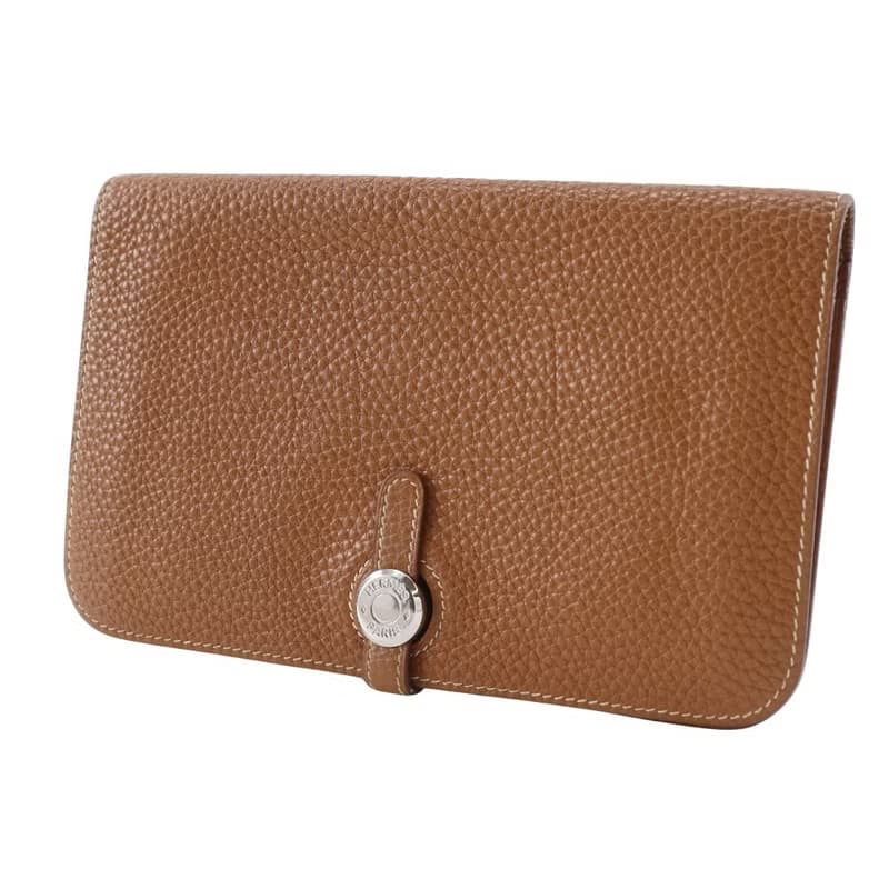 【日本直送】エルメス HERMES ドゴンGM 長財布 トリヨンクレマンス ゴールド 茶 ユニセックス【中古】