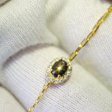 Natural Black Star Sapphire Bracelet Sterling Silver 925 With Gold Plated.