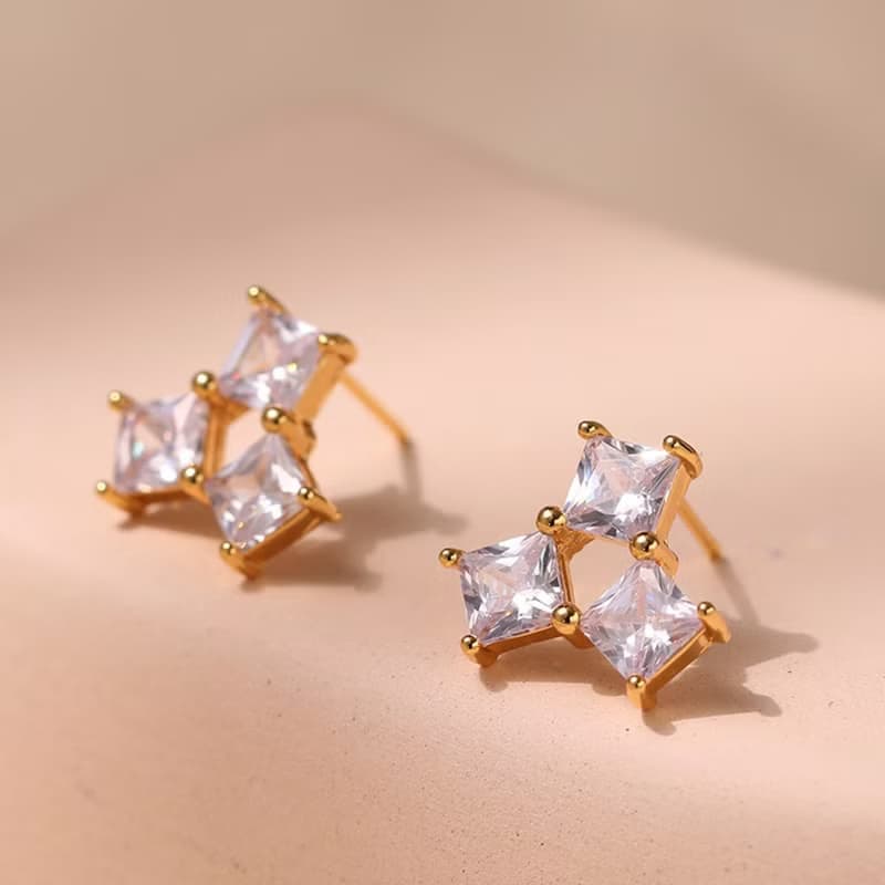 鋯石系列百搭時尚耳環小號輕熟百搭甜美耳飾鍍18K真金