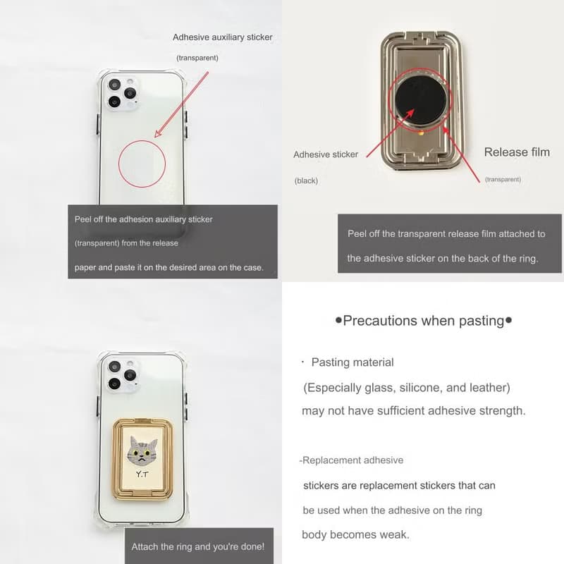 スマホ 多機能リング 【 刺繍 猫 名入れ 】 スマホリング スマホスタンド 縦動画 横動画 名入れ無料 A247I