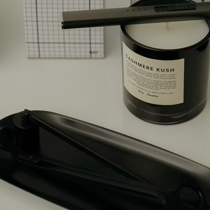 香氛蠟燭保養工具組 (黑色) - 燭芯剪/滅燭罩/蠟燭鉤/托盤/點火器