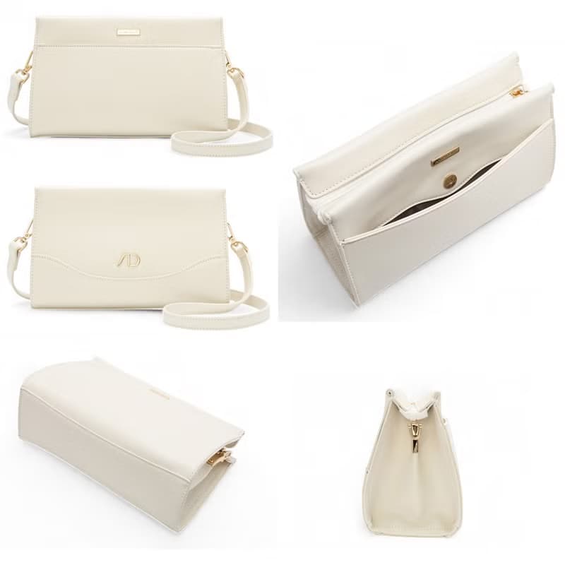 ANNA DOLLY 輕盈雙色斜背包 白色