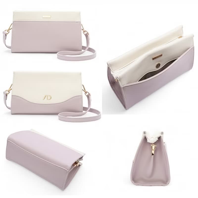 ANNA DOLLY 輕盈雙色斜背包 白色