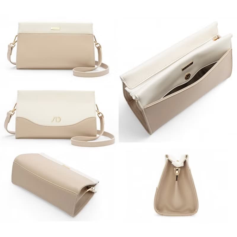 ANNA DOLLY 輕盈雙色斜背包 白色