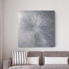 Silver painting canvas | Silver wall art | Silver abstract painting Silver Sun 2