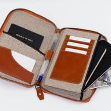 Passport Holder leather, Travel wallet with zip