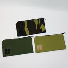 全新植絨標 帆布筆袋 化妝包 萬物袋 長夾 抹茶綠 暖墨綠 迷彩綠