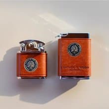 一皮一木 便攜式煙灰缸戶外迷你鋁帶蓋ins風手工真皮煙灰盒