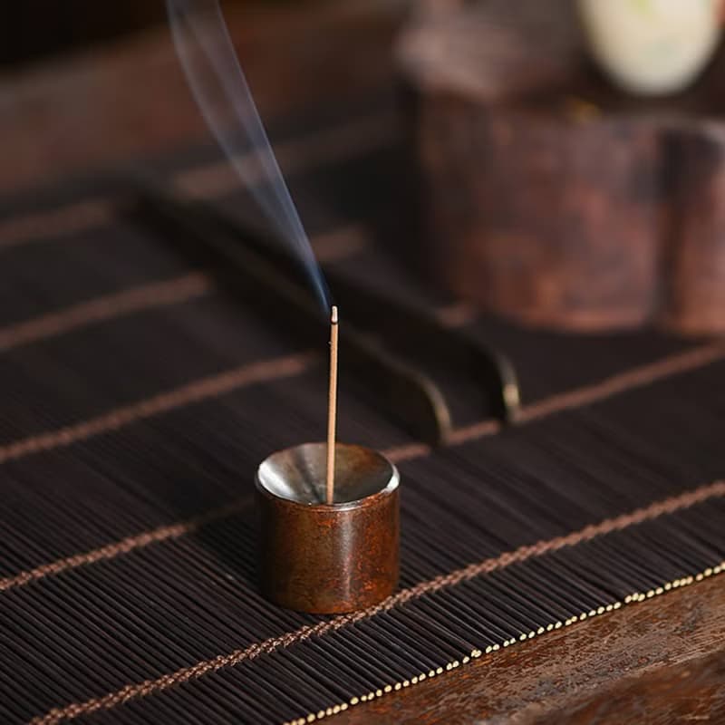 手作圓柱形做舊銅香插, 迷你香托香座香爐, 線香香座, 茶具搭配