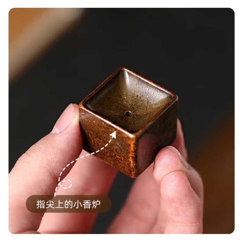 手作圓柱形做舊銅香插, 迷你香托香座香爐, 線香香座, 茶具搭配