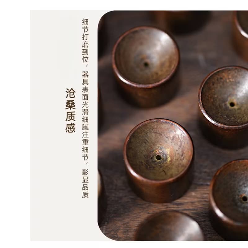 手作圓柱形做舊銅香插, 迷你香托香座香爐, 線香香座, 茶具搭配