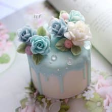 花蛋糕裱花蠟燭 - 附石膏托盤