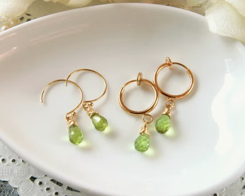 雨後陽光 橄欖石耳環 可改夾式