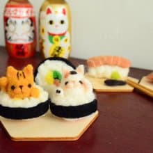 基礎2-2 羊毛氈(針氈)線上課程材料包-招財貓壽司(附教學影片)