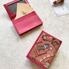 翻蓋名片夾 真皮 /布防潑水 平織緹花 開心迷你馬戲團(粉紅)