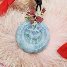 天然A貨翡翠 綠澄底飄鮮陽綠花意境棉 小鹿牌 項鍊
