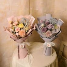 【優雅油畫風】母親節 永生康乃馨花束永生花 乾燥花 / 共4款