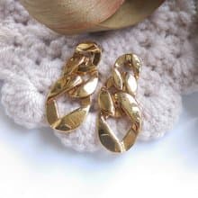 Vintage Jewelry 西洋古董飾品 金色調 復古鍊條 針式耳環