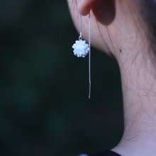 影青繡球耳線 可改耳鉤及項鏈