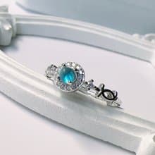 天然藍托帕 蛋面 光澤迷人 優雅精緻 純銀戒指 11月生日石