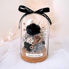 永生花玻璃盅-午夜星空 l 黑玫瑰 黑玫瑰玻璃盅 情人節禮物