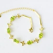 Natural Peridot Bracelet Silver 925 with Gold plated.