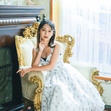 馬克是貴族小淑女  輕薄紗質背後綁帶桃心領澎澎裙洋裝