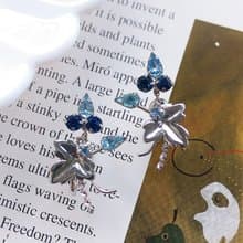 Vintage Jewelry 西洋古董飾品 STAR-ART  藍色萊茵鑽 栓式耳環