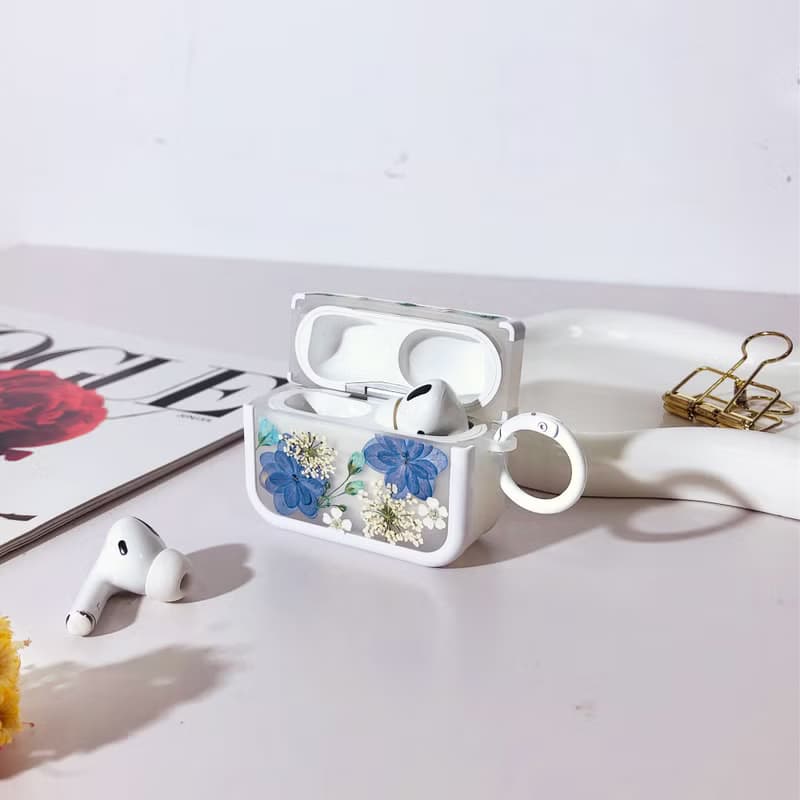 珍珠白壓花耳機殼,搭配AirPods 1,2,3,4,AirPods Pro,精美禮物