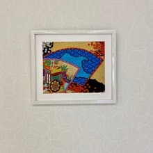きものアート011　色鮮やかな扇の縁起が良い贈物　壁掛け　和モダンインテリア　引越新築祝い made in japan