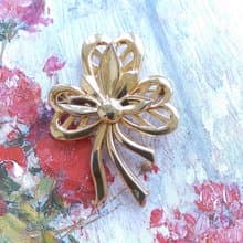 Vintage Jewelry 西洋古董飾品 金色調 優雅 幸運草 花束 別針