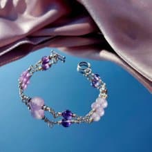 紫色重影。紫水晶 紫幽靈 薰衣草紫水晶 S925純銀 水晶礦石手鍊
